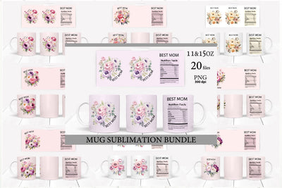  Best Mom Mug Bundle PNG. Mother Day Mug Wrap PNG Sublimation Olga Terlyanskaya 