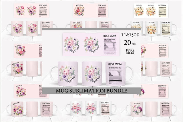  Best Mom Mug Bundle PNG. Mother Day Mug Wrap PNG Sublimation Olga Terlyanskaya 