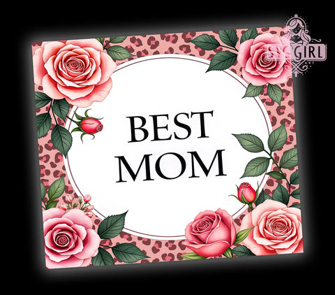 Best Mom Pink Leopard 20oz Tumbler, Pink Leopard Design, 20oz Sublimation Wrap, Rose Tumbler, Mother's Day Gift, Trendy Mom Cup, Floral Animal Print Tumbler Sublimation SvggirlplusArt 