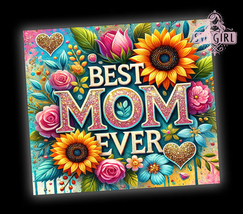 Best Mom Sunflower Floral Mother's Day Tumbler Wrap, Sunflower Drinkware, 20oz Tumbler Wrap, Sublimation Mug, Mother's Day Gift, Floral Tumbler, Cute Mom Mug Sublimation SvggirlplusArt 