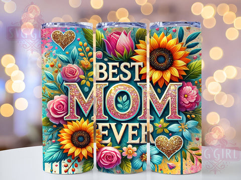 Best Mom Sunflower Floral Mother's Day Tumbler Wrap, Sunflower Drinkware, 20oz Tumbler Wrap, Sublimation Mug, Mother's Day Gift, Floral Tumbler, Cute Mom Mug Sublimation SvggirlplusArt 