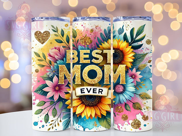 Best Mom Sunflower Floral Mother's Day Tumbler Wrap, Sunflower Drinkware, 20oz Tumbler Wrap, Sublimation Mug, Mother's Day Gift, Floral Tumbler, Cute Mom Mug Sublimation SvggirlplusArt 