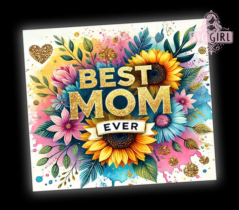 Best Mom Sunflower Floral Mother's Day Tumbler Wrap, Sunflower Drinkware, 20oz Tumbler Wrap, Sublimation Mug, Mother's Day Gift, Floral Tumbler, Cute Mom Mug Sublimation SvggirlplusArt 