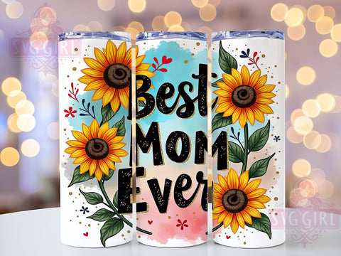 Best Mom Sunflower Floral Mother's Day Tumbler Wrap, Sunflower Drinkware, 20oz Tumbler Wrap, Sublimation Mug, Mother's Day Gift, Floral Tumbler, Cute Mom Mug Sublimation SvggirlplusArt 