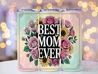 Best Mom Sunflower Floral Tumbler Wrap, Sunflower Mom Tumbler PNG, Pink Floral Tumbler Wrap, 20oz Skinny Tumbler Design, Mother's Day Tumbler Wrap, Mom Appreciation Sublimation Sublimation SvggirlplusArt 