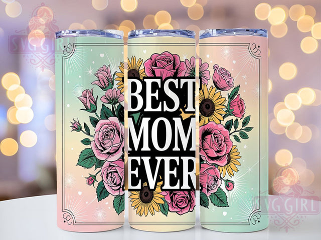 Best Mom Sunflower Floral Tumbler Wrap, Sunflower Mom Tumbler PNG, Pink Floral Tumbler Wrap, 20oz Skinny Tumbler Design, Mother's Day Tumbler Wrap, Mom Appreciation Sublimation Sublimation SvggirlplusArt 