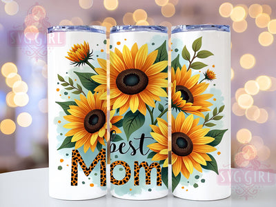 Best Mom Tumbler, Sunflower Design, Mother's Day Gift, 20oz PNG, Inspirational Drinkware, Sublimation Art, Custom Tumbler Sublimation SvggirlplusArt 