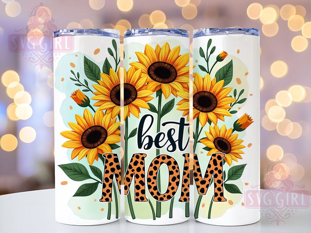 Best Mom Tumbler, Sunflower Design, Mother's Day Gift, 20oz PNG, Inspirational Drinkware, Sublimation Art, Custom Tumbler Sublimation SvggirlplusArt 