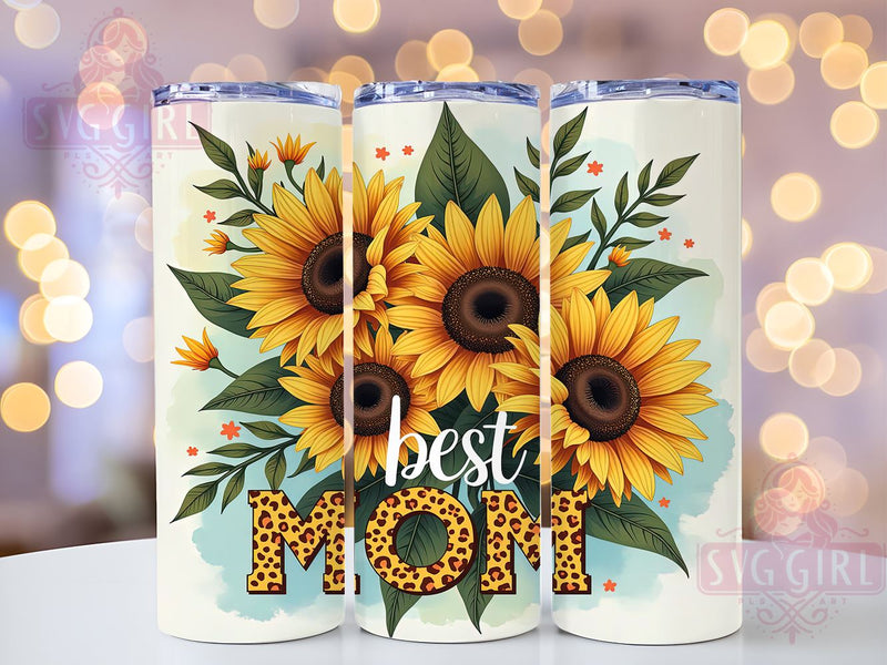 Best Mom Tumbler, Sunflower Design, Mother's Day Gift, 20oz PNG, Inspirational Drinkware, Sublimation Art, Custom Tumbler Sublimation SvggirlplusArt 