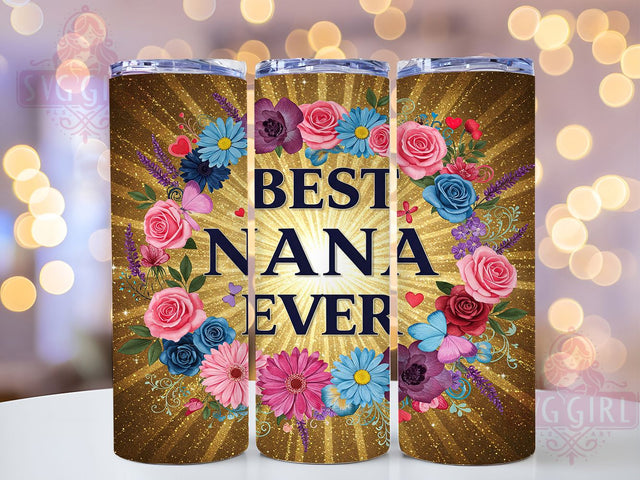 Best Nana Floral Mother's Day Tumbler Wrap, Nana Gift Tumbler, Grandma Tumbler Wrap, Mother's Day Tumbler Design, Family Love Tumbler, Cute Nana Sublimation, Floral Nana Tumbler Wrap Sublimation SvggirlplusArt 