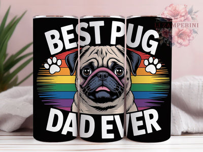 Best Pug Dad Ever 20oz Tumbler Wrap, Dog Lover Gift, Funny Dad Quote, Pug Humor, Father’s Day Gift, 20oz Tumbler Wrap, Sublimation PNG Sublimation Li Zamperini 
