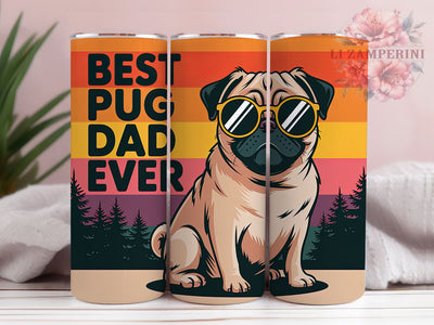 Best Pug Dad Retro 20oz Tumbler Wrap, Retro Dog Design, Vintage Dad Gift, Pug Humor, Father’s Day Gift, 20oz Tumbler Wrap, Sublimation PNG Sublimation Li Zamperini 