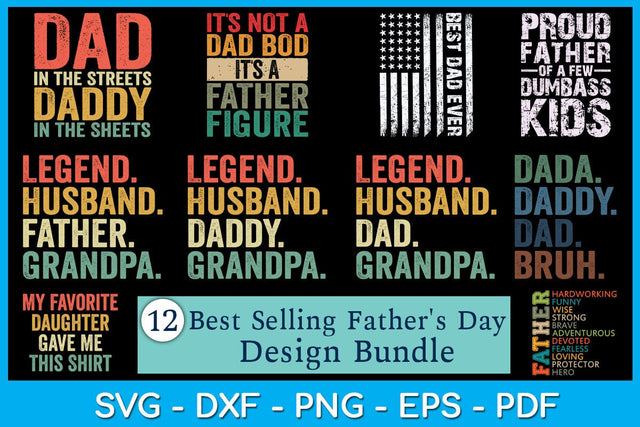 Best Selling Father's Day SVG PNG Design Bundle Cut File SVG Creativedesigntee 