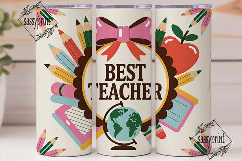 Best Teacher 20oz Tumbler Wrap Sublimation sassyprint 