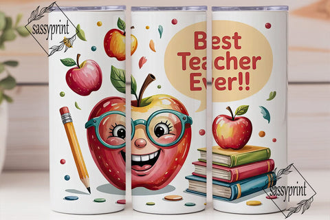Best Teacher Apple 20oz Tumbler Wrap Sublimation sassyprint 