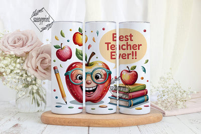 Best Teacher Apple 20oz Tumbler Wrap Sublimation sassyprint 