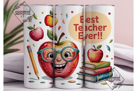 Best Teacher Apple 20oz Tumbler Wrap Sublimation sassyprint 