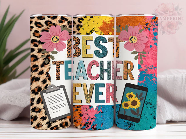 Best Teacher Ever 20oz Tumbler Wrap PNG, Teacher Tumbler Png, Straight & Tapered Tumbler Wrap, Instant Digital Download Sublimation Li Zamperini 