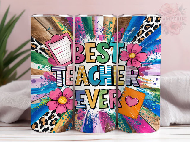 Best Teacher Ever 20oz Tumbler Wrap PNG, Teacher Tumbler Png, Straight & Tapered Tumbler Wrap, Instant Digital Download Sublimation Li Zamperini 