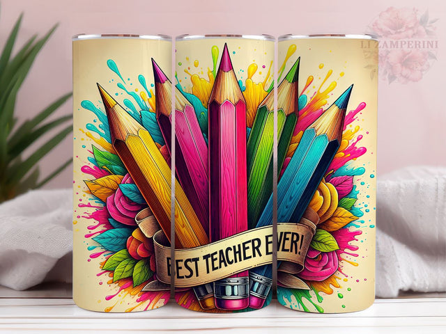 Best Teacher Ever 20oz Tumbler Wrap PNG, Teacher Tumbler Png, Straight & Tapered Tumbler Wrap, Instant Digital Download Sublimation Li Zamperini 