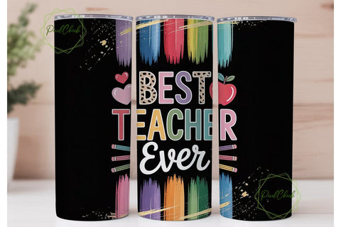 Best Teacher Ever 20oz Tumbler Wrap Sublimation PixelChick 