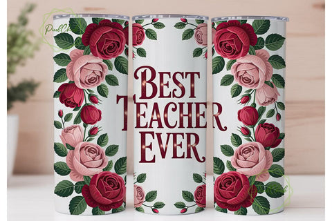 Best Teacher Ever 20oz Tumbler Wrap Sublimation PixelChick 