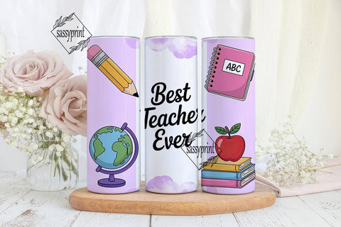 Best Teacher Ever 20oz Tumbler Wrap Sublimation sassyprint 