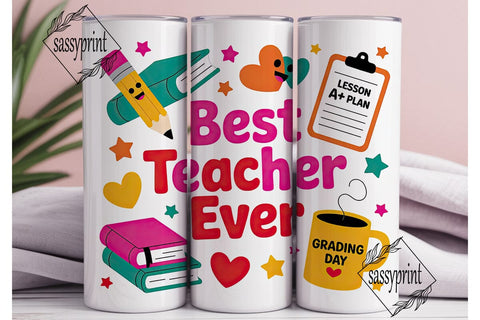 Best Teacher Ever 20oz Tumbler Wrap Sublimation sassyprint 