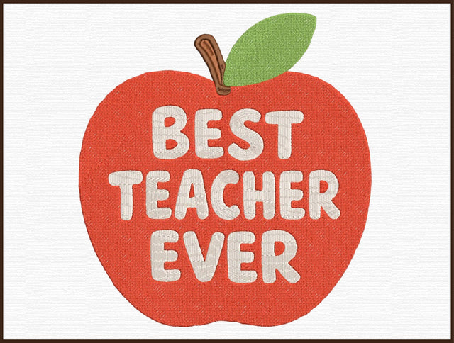 Best Teacher Ever Apple Embroidery Design Embroidery/Applique DESIGNS designartist 