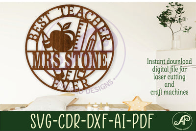 Best teacher ever name sign svg laser SVG APInspireddesigns 