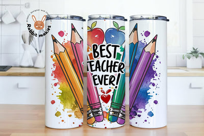 Best Teacher Ever Tumbler Wrap Sublimation Teacher Appreciation Design PNG, 20 oz Skinny Tumbler Wrap, Teacher Tumbler PNG Download Sublimation Rabbitmakies 