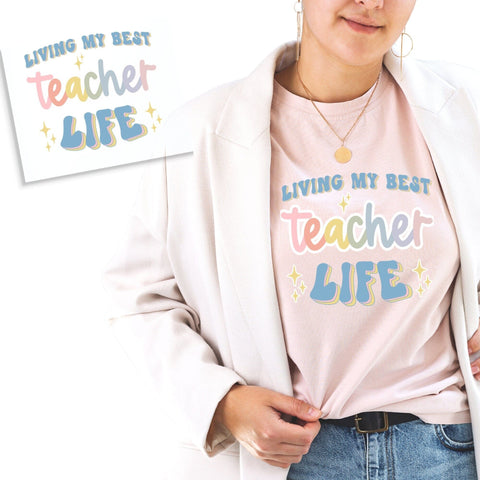 Best Teacher Life Rainbow DTF Transfer Physical So Fontsy T-Shirt Iron-On Transfer Shop