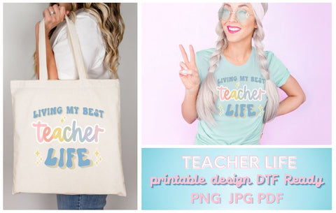 Best Teacher Life Rainbow PNG Sublimation So Fontsy Design Shop 