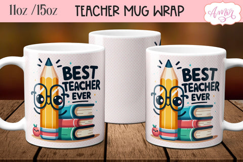 Best Teacher Mug Wrap for Sublimation | Teacher mug PNG Sublimation Amorclipart 