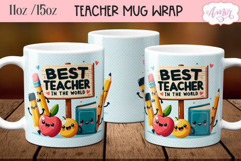 Best Teacher Mug Wrap for Sublimation | Teacher mug PNG Sublimation Amorclipart 