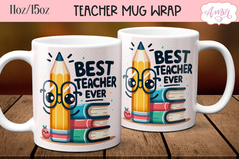 Best Teacher Mug Wrap for Sublimation | Teacher mug PNG Sublimation Amorclipart 