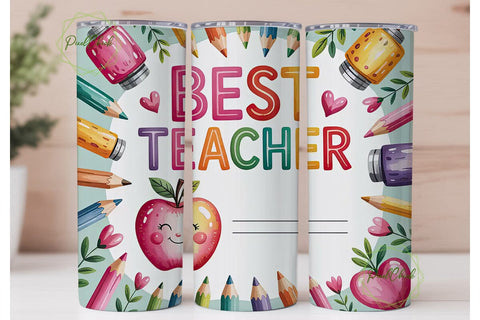 Best Teacher Pastel Watercolor Tumbler Sublimation PixelChick 