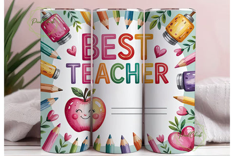 Best Teacher Pastel Watercolor Tumbler Sublimation PixelChick 