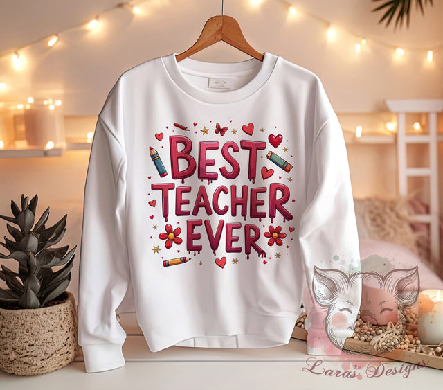 Best Teacher PNG, Teacher Appreciation, Teacher's Day, Sublimation Design, Digital Download, Educational Gifts, Cute Teacher Art, Classroom Decor Sublimation Lara' s Designs 