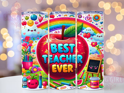 Best Teacher Tumbler, Big Red Apple Design, Rainbow Teacher Gift, 20oz Sublimation, Cute Teacher Mug, Back to School Tumbler, Teacher Appreciation Gift Sublimation SvggirlplusArt 
