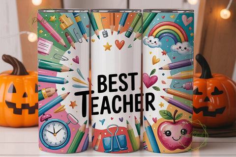 Best Teacher Watercolor 20oz Tumbler Sublimation PixelChick 