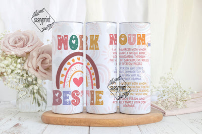 Bestie Gifts for Women, Stainless Steel Tumblers 20oz, Work Bestie 20oz Skinny Tumbler Sublimation Sublimation sassyprint 