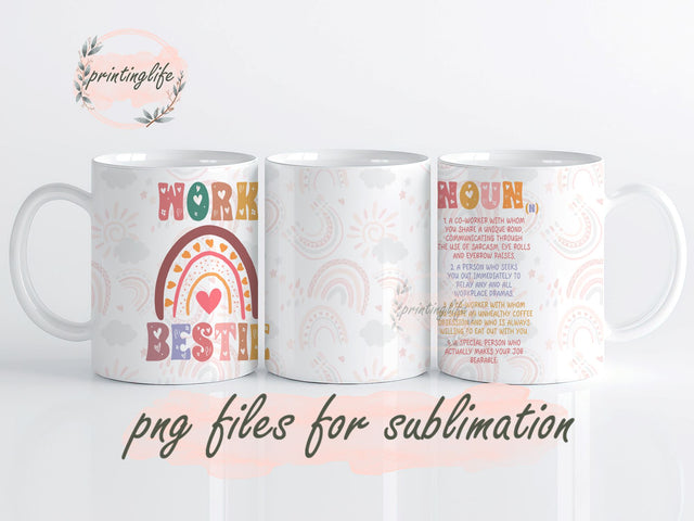 Bestie Mug Wrap Design, Instant Digital Design Download Mug Wrap Design, Mug Design PNG Sublimation PrintingLife 