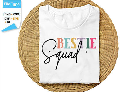 Bestie Squad SVG Cut File, SVGs,Quotes and Sayings,Food & Drink,On Sale, Print & Cut SVG DesignPlante 503 