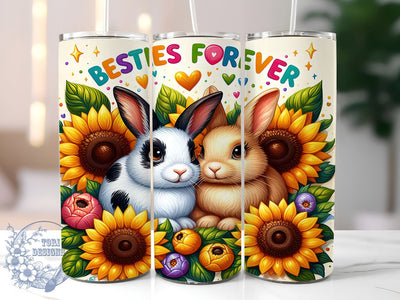 Besties Bunny Tumbler Wrap, Forever Friends Design, 20oz Sublimation Wrap, Cute Bunny Art, Digital Download Tumbler, Friendship Gift, Easter Bunny Design, Whimsical Drinkware Sublimation ToriDesigns 