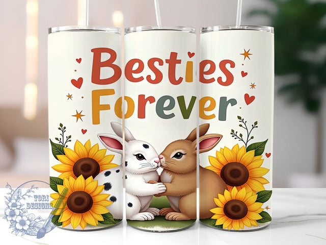 Besties Bunny Tumbler Wrap, Forever Friends Design, 20oz Sublimation Wrap, Cute Bunny Art, Digital Download Tumbler, Friendship Gift, Easter Bunny Design, Whimsical Drinkware Sublimation ToriDesigns 