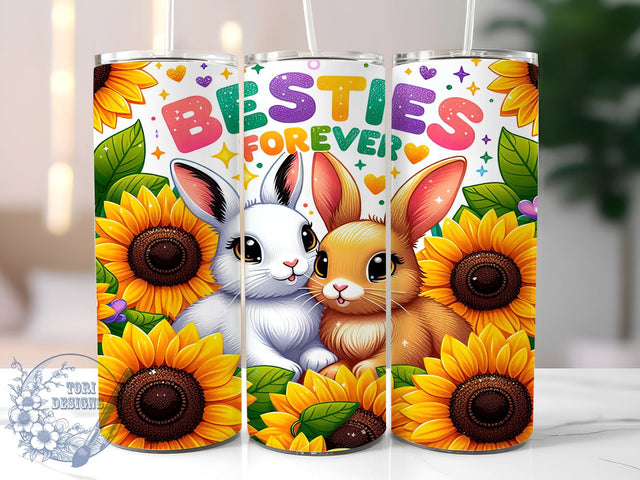 Besties Bunny Tumbler Wrap, Forever Friends Design, 20oz Sublimation Wrap, Cute Bunny Art, Digital Download Tumbler, Friendship Gift, Easter Bunny Design, Whimsical Drinkware Sublimation ToriDesigns 