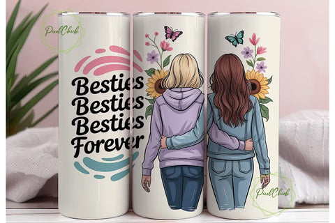 Besties Forever: 20oz Tumbler Design Sublimation PixelChick 