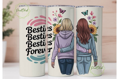Besties Forever: 20oz Tumbler Design Sublimation PixelChick 