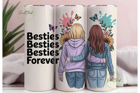 Besties Forever: 20oz Tumbler Design Sublimation PixelChick 